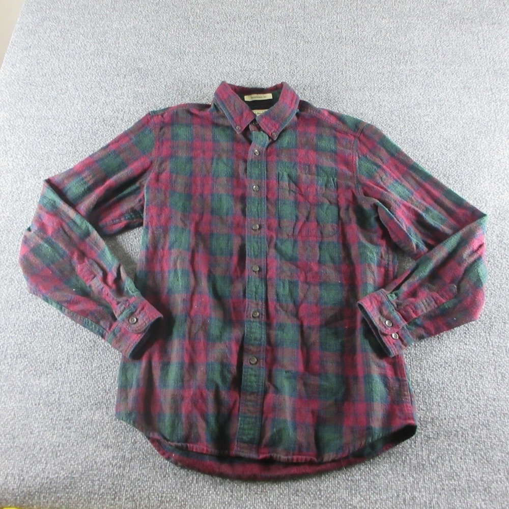L.L. Bean Shirt Mens M Red Green Plaid Long Sleeve Flannel Button Up Casual